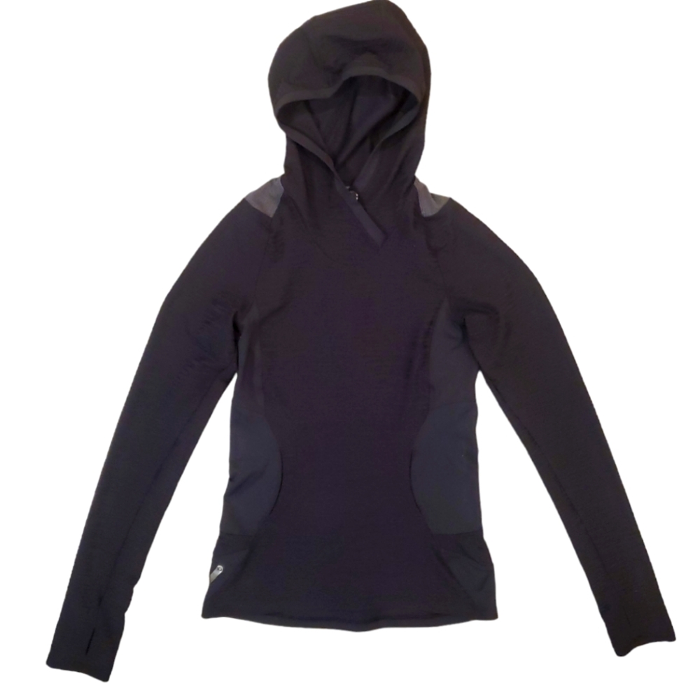 Pearl Izumi Women's Black Grey Pullover Tech Long Sleeve Hooded Jersey Top Small